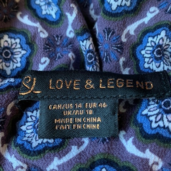 Love & Legend Purple, Blue & White Design Blouse Top - Picture 7 of 7